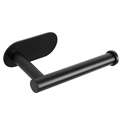 NearMoon Toilet Paper Holder Self Adhesive Premium Thicken SUS304 Stainless Steel Rustproof Adhesive Toilet Roll Holder no Drilling for Bathroom Kitchen Washroom (1 Pack Matte Black)