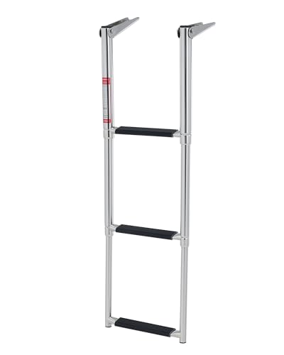 image for CO-Z 3 Step Telescoping Boat Ladder, Pontoon Boat Ladder with 400lb St