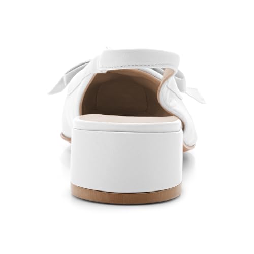 Tang'scuisins Women Elegant Bow Slingback Slip on Pumps Pleated Closed Square Toe Sandals Low Block Heels Stylish Prom Wedding Dress Party Shoes Size 4-16 US2