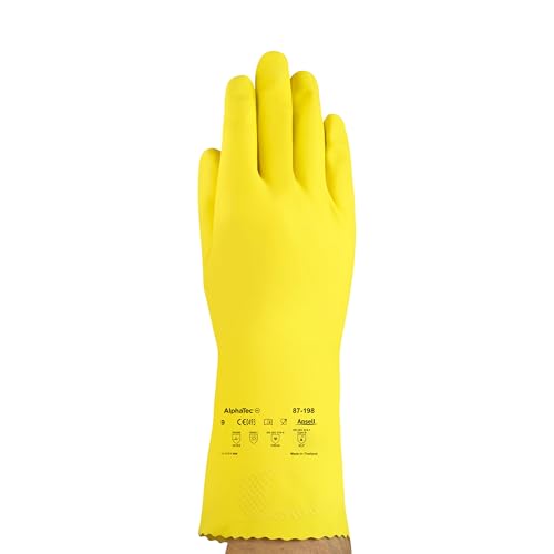 Ansell AlphaTec 87-198 Chemical Protection Gloves - XL, Yellow (Case of 144)