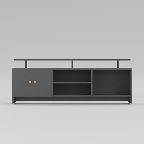 Image of TV Unit for Living Room | TV Cabinet & TV Stand | TV Table for Living Room | Modern Furniture for Home | Assembly-DIY | Color-Grey