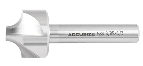 Image of Accusize Industrial Tools 3 /8'', H.S.S. Corner Rounding End Mills, 1 /2'' Shank Dia, 1-1 /4'' Cutter Dia, 3-1 /2'' Overall Length, 1011-3878 | H.S.S. Corner Rounding End Mills, 1 /2 inch Shank, 1-1 /4 inch Cutter Dia, 3-1 /2 inch Overall Length