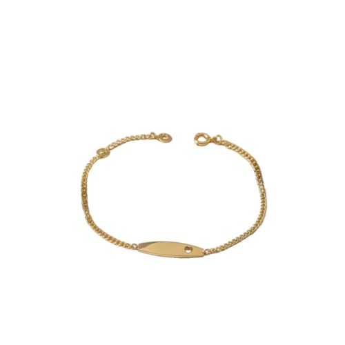 2014.Jewelyr.Luxe Bracelet - Enfant/Bébé - Fille - Maille Gourmette - Identité - Coeur - Baptême - Plaqué Or Jaune 750/1000-3 Microns