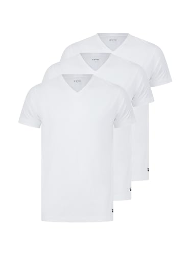 G-STAR Spruce Lot de 3 t-shirts à col en V pour homme, 3 x blancs, L