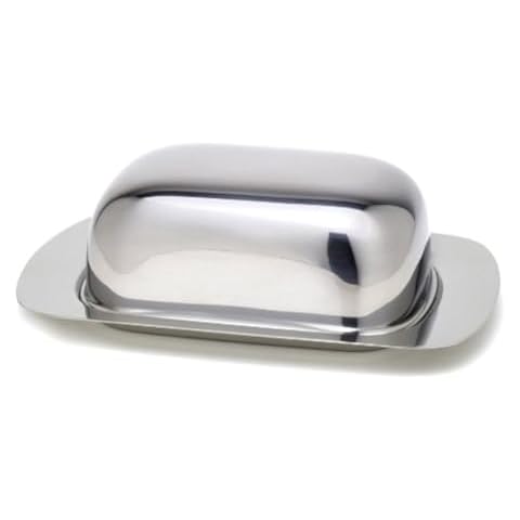 StainlessLUX Stainless Steel Covered Butter Dish, 7.25 by 4.85 by 2.25-Inch, Brilliant Finish Cover