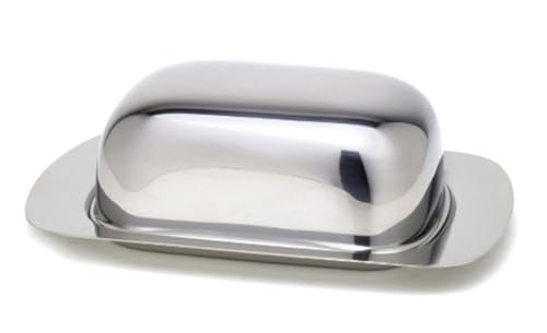 StainlessLUX Stainless Steel Covered Butter Dish, 7.25 by 4.85 by 2.25-Inch, Brilliant Finish