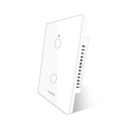 Smart Matter Light Switch, ZINDRA 2.4G WiFi Touch Wall Switch (Neutral Wire Required), Single-Pole Smart Switch Works with Apple Home, Alexa, Google Home & SmartThings, Tempered Glass Panel, White