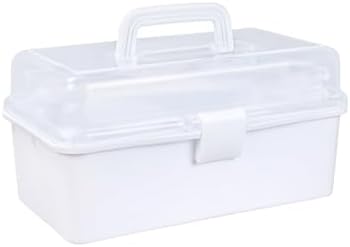 White Craft Art Organizer Storage Tool Box 3 Layer Storage Box with Handle Sewing Box Medicine Storage Box Organizer Womens Cute Toolbox