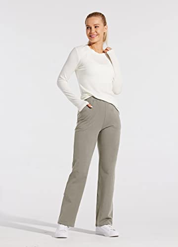 Willit Women's Sweatpants Cotton Yoga Lounge Pants Casual Straight Leg Pants With Pockets 31" Light Khaki Xl #TOP5