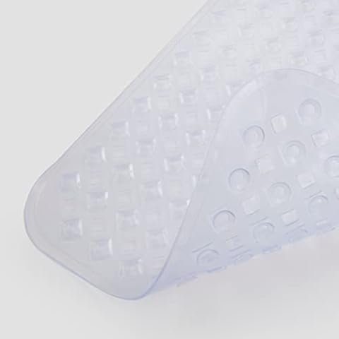Cladore Extra Large Bath Tub Shower Mat 35L x 16W Inch Non-Slip, Vinyl Bathtub Mat with Strong Suction Cups, Machine Washable Bathroom Mats with Drain Holes, Clear Cover