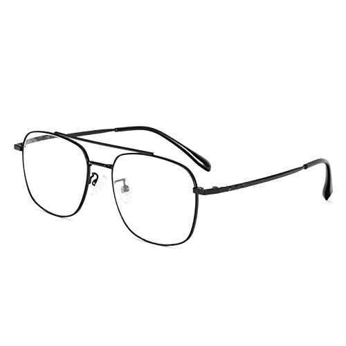 MMOWW BlauLicht blockiert Computer Titan Brillen, Metallgestell Fliegerbrille Nerd Platz Augenschutz Video Eyeglasses Anti Blendung Damen Herren (Schwarz) Cover