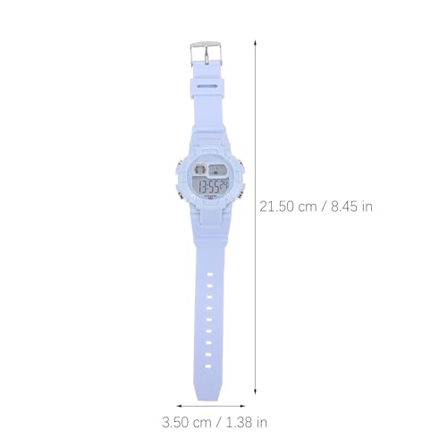 VALICLUD Leuchtende Kinderuhr mit Stoppuhrfunktion und Wasserdichtem PVC Gehäuse Elektronische Armbanduhr für Schüler und Sport im Alltag Blaues Edelstahlarmband-2