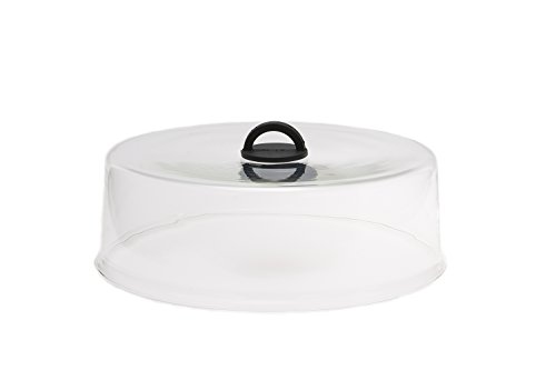 Microwaveable Tall Glass Plate Cover with Black Easy-Grip Silicone Handle by Catamount Glassware