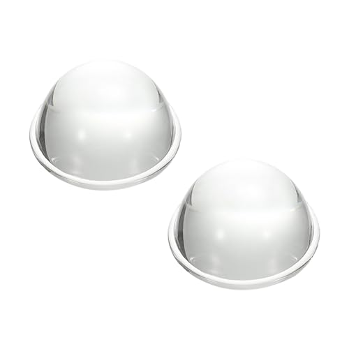 PATIKIL Lentille Convexe Plate Diamètre 28mm, 2 Pcs Hauteur 16mm Verre Borosilicate Haut LED Lentille Optique Convexe Condenseur Avec Bord Pour Lampe Torche Phare Voiture, Transparent 2mm