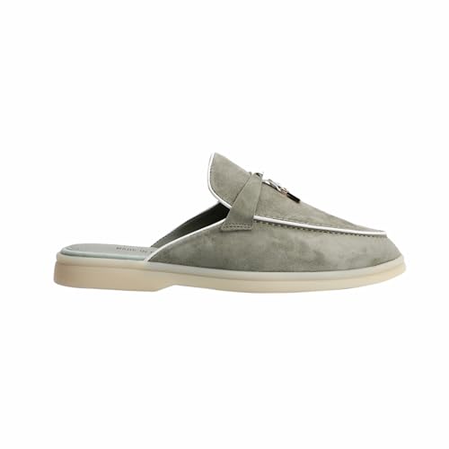 Image of XOBZJH Designer Women's Mules Flat Heel - Suede Leather Flats with Tassel Detail, Comfortable Slip-On Backless Loafers,Casual & Work Shoes