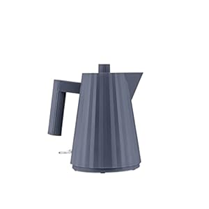 Alessi Plissé MDL06/1 G – Electric Kettle Design, Thermoplastic Resin, European Plug 2400 W, 100 cl, Grey