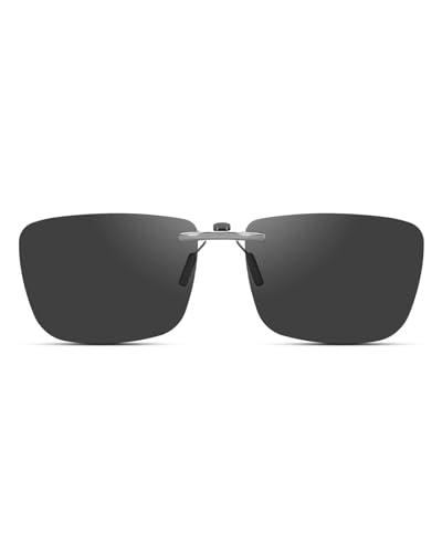Polarized Clip on Sunglasses Over Prescription Glasses for Men Women Rimless Compact Fit Non-Flip Up