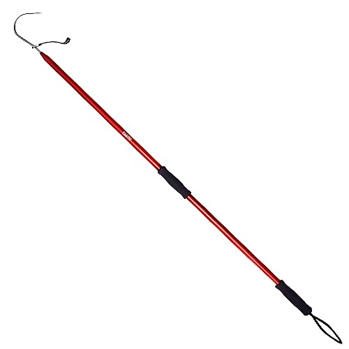 GAFFER SPORTFISHING Aluminum Fish Gaff Hook | Lightweight Fishing Pole with Sharp Stainless Steel Spear Hook | Ergonomic Foam Grips, Secure Lanyard | Saltwater & Freshwater Fishing Gaff | 54