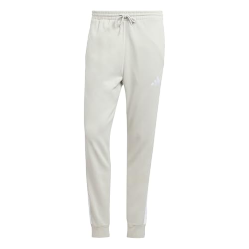 adidas Uomo Essential Three Stripes Fleece Pants, Wonder Alumina/White, XXL