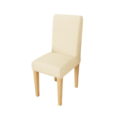 Image of Lukzer Elastic Dining Chair Cover - 1PC Pastel Yellow Grid Maze | Textured High Stretch Jacquard Seat Cover | Removable Washable Short Dining Chair Cover Protector Seat Slipcover | (CC-105-1)