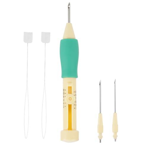 Image of Russian DIY Embroidery Needle Punch Kit, Yellow and Green Straight Pins Set, 3 Sizes Poke and Poke Music Pins for Sewing, Crafts