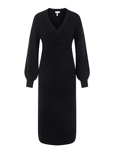 Object Damen Objmalena L/S Knit Dress Noos Strickkleid, Schwarz, L EU