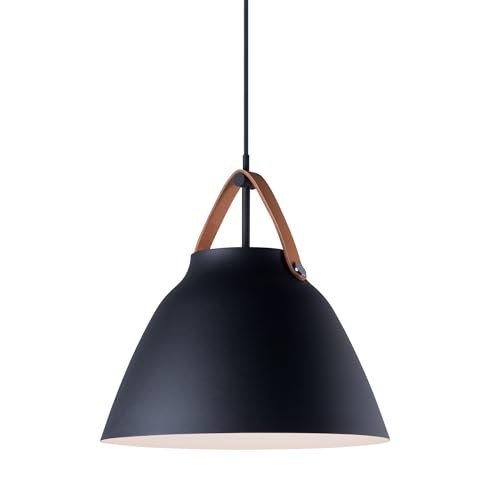 Maxim Nordic 1 Light Medium Dome Pendant with Tan Leather/Black Finish