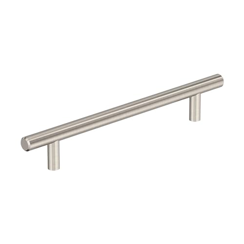 Image of Amerock 6-5 /16 inch Bar Pulls Sterling Nickel Drawer Pull | 6-5 /16 inch (160mm) Center-to-Center Mounting Distance and 8-5 /8 inches Overall Length, Durable Carbon Steel Cabinet Hardware