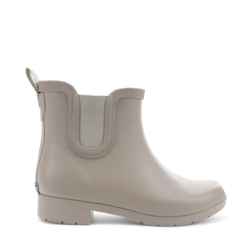 Image of Chooka Women's Delridge Waterproof Faux Fur Chelsea Rain Boot Slip On | Ladies pull-on street style shoes with plush lining, built for puddles, styled for the city