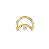 Hoisy Piercing de Nariz Aro Acero Inoxidable 16G 1.2x8mm, Luna Hueca con Circonita, Piercing Nariz Mujer Oro