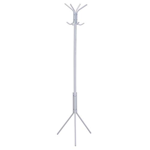 IDIMEX Porte-Manteaux Arist Portant pour vêtements sur Pied Hauteur 174 cm avec 8 Crochets, Meuble d'entrée en métal laqué Blanc