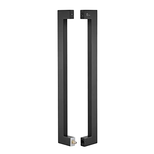 Togu Tg-6013 450Mm/18 Inches Square/Rectangle Shape Stainless Steel Push Pull Door Handle For Solid Wood, Timber, Glass And Steel Doors, Full Matte Black Finish #TOP3