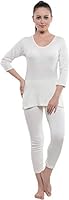 Unix Premium Women's Thermal Set Winter Wear Off-White 3/4 Sleeve Top + Off-White Bottom