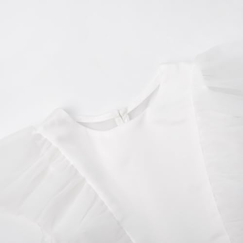 Uhnice Flower Girl Pearl Dress Flutter Sleeve A-Line Tulle Tutu for Wedding Birthday Party3