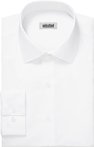Kenneth Cole Unlisted mens Slim Fit Solid Dress Shirt, White, 15-15.5 Neck 32 -33 Sleeve US
