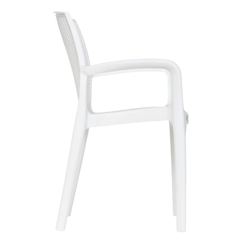 Image of Supreme Texas Heavy Duty Armrest Plastic Chair for Home, Garden, Office, Indoor /Outdoor Use (Color: White; Qnt: 2 Pc.)