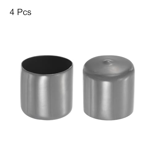 Image of uxcell 4pcs Rubber End Caps 43mm ID Vinyl Round End Cap Cover Screw Thread Protectors Dark Grey, 40mm Height