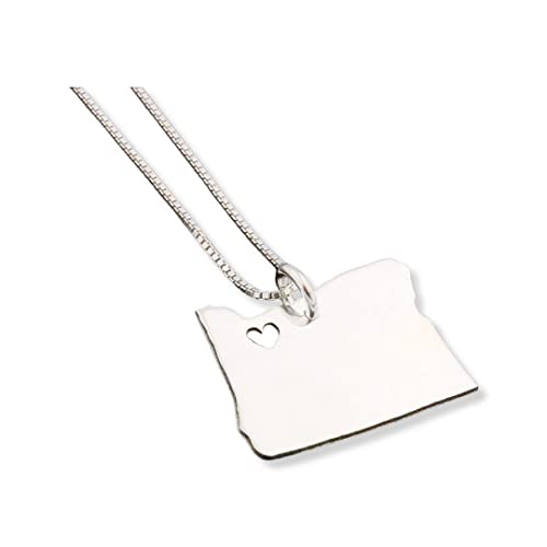 Oregon necklace Oregon state necklace sterling silver necklace with heart c Love Oregon - engrave personalize name gift - Hometown jewelry