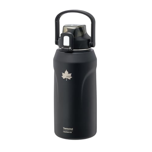 ロゴス（LOGOS） 氷とドリンク・一気に冷やせ！ThermoWall 真空断熱 ラージアイスドリンクボトル・撃飲（Type627）1300ml ブラック 81286271 保冷専用 キャンプ マグボトル 超薄型 スリム設計 軽量 保冷 直飲