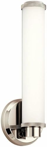 Miniatura 3 de Kichler Indeco - Lámpara de tocador lineal LED de 14.5 pulgadas con cristal blanco satinado grabado en níquel pulido