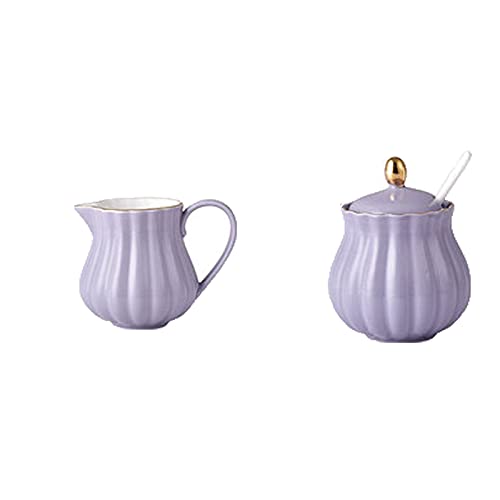 Salsera Cerámica Crema Groove Groove Forma Café Sirviendo Gravy Boat 220cc / 7.4oz Adecuado for 2 piezas de café y té Botella(Purple)