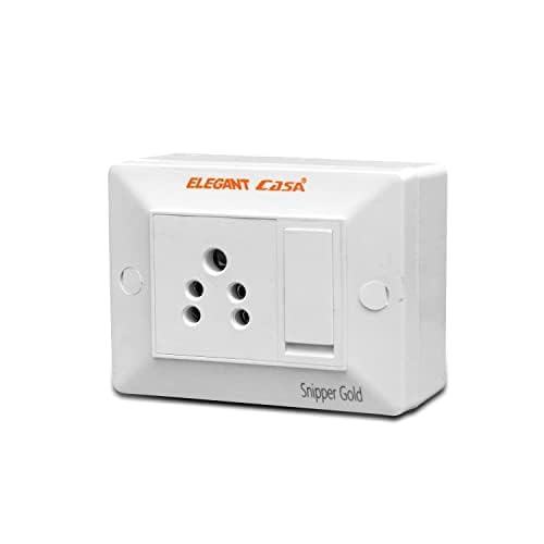 Image of Elegant Casa 6 Amp Electric Extension Board with 1 Socket with Individual Switch for Small Appliances with PTC Connector