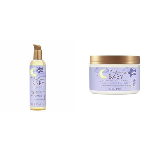 Image of SheaMoisture Baby Manuka Honey and Lavender Nighttime 4.1 oz Hair and Body Oil and 12 oz Deep Conditioner Bundle