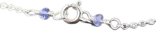 AAA++ Rare Quality Tanzanite Bar Necklace in Sterling Silver, Rose or Gold Filled. Delicate Gemstone Layering Necklace. Dainty Bead Necklace. Womans Jewellery 3.5mm 16" Strand. Code- WAR4549