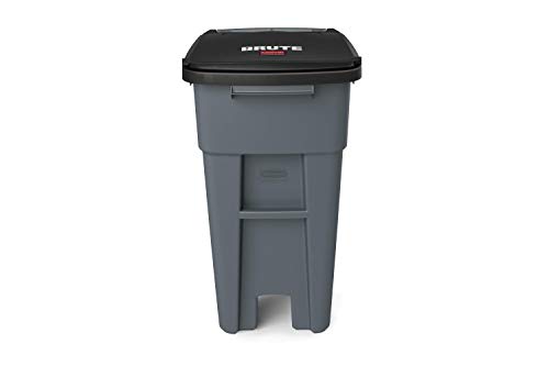 Image of Rubbermaid Commercial Products BRUTE Rollout Heavy-Duty Wheeled Trash /Garbage Can, 32-Gallon, Gray, for Restaurants /Hospitals /Offices /Warehouses /Garage, Pack of 2