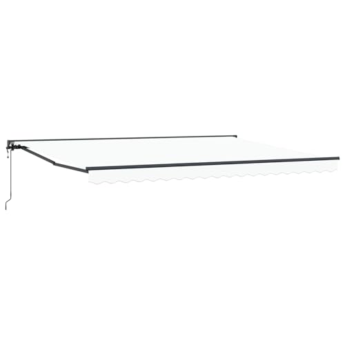 vidaXL Toldo Retráctil Eléctrico Blanco y Antracita 5 x 3,5 m, Toldo Moderno retráctil Rectangular para jardín y terraza, Refugio al Aire Libre, solución de Sombra, Tela de poliéster