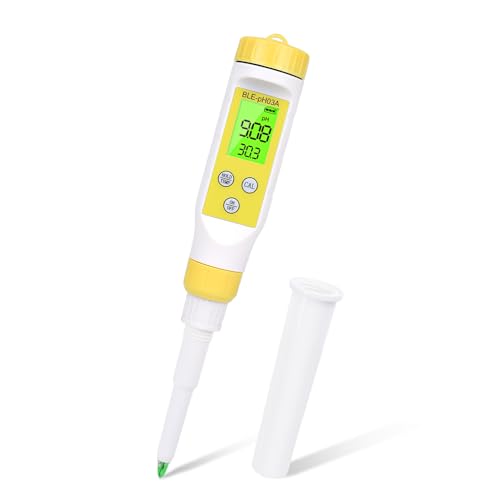 Homcoice Medidor Ph Alimentos, Ph Meter Digital De Punción Tester Ph De Alta Precisión Con Pantalla Lcd Retroiluminada Y Atc Para Alimentos, Semisólidos, Suelos Blandos Y Agua