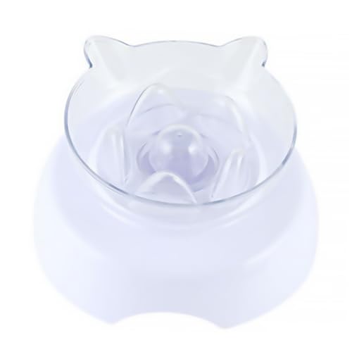 Mikikit Pet Neck Protection Bowl Transparent Cat Tilted Feeding Bowl Design Easy to Clean Non Slip Base for Cats and Pets
