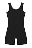 LUOUSE Skinny Gymnastics Leotards For Toddler Girls Scoop Neck With Shorts, Little Kids Buttery Soft Dancewear Workoutwear Unitards Biketards Black