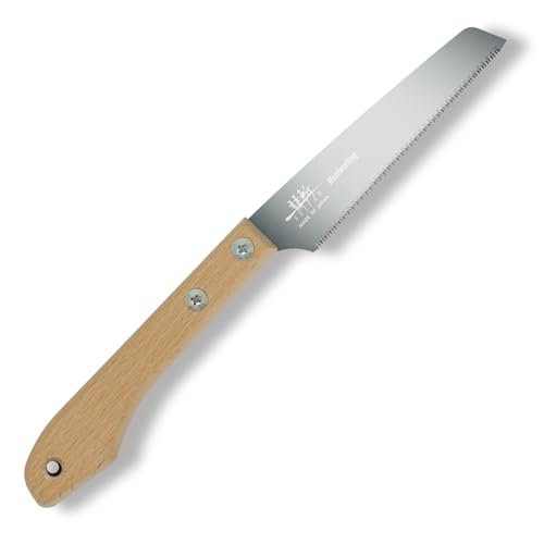 SUIZAN Sierra de Mano Pequeña 120mm Hoja Versátil - Serrucho Japonés de Tracción Compacto Un Solo Filo para Madera